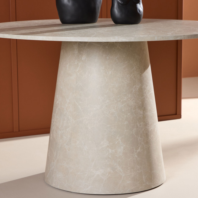 Lanzo - Table à manger 4 personnes ronde effet marbre
