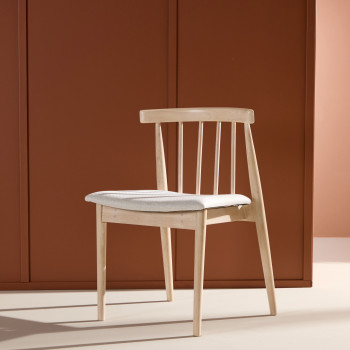 Flora - Lot de 2 chaises en tissu et bois massif