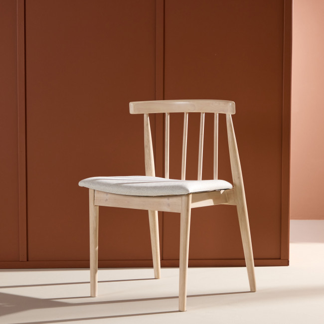 Flora - Lot de 2 chaises en tissu et bois massif