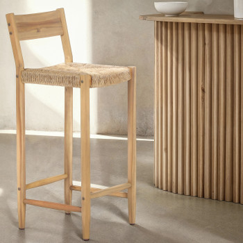 Woody - Lot de 2 tabourets de bar intérieur/extérieur en bois H76cm