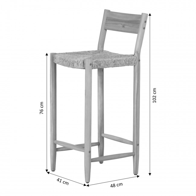Woody - Lot de 2 tabourets de bar intérieur/extérieur en bois H76cm