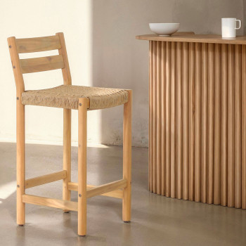 Ligno - Lot de 2 tabourets de bar intérieur/extérieur en bois H65cm