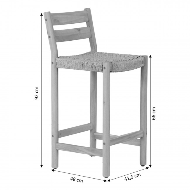 Ligno - Lot de 2 tabourets de bar intérieur/extérieur en bois H65cm
