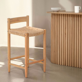 Tanno - Lot de 2 tabourets de bar intérieur/extérieur en bois H66cm