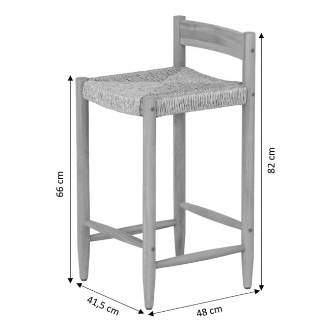 Tanno - Lot de 2 tabourets de bar intérieur/extérieur en bois H66cm