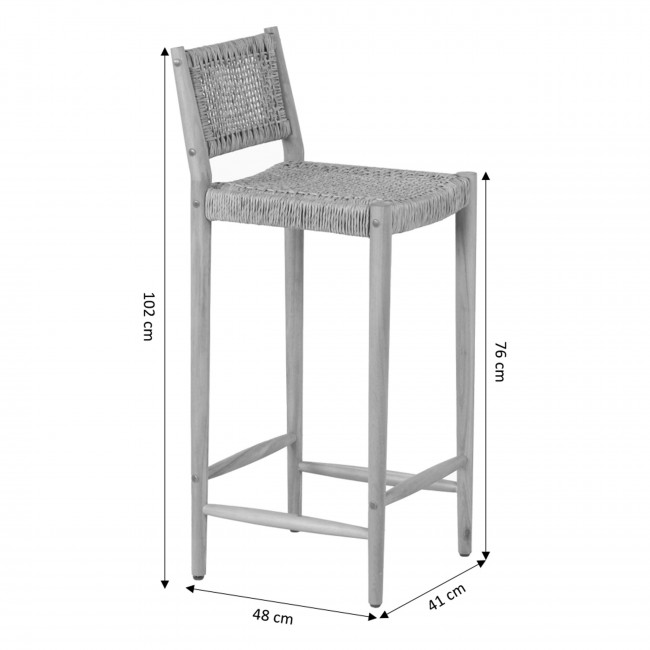 Nuri - Lot de 2 tabourets de bar intérieur/extérieur en bois H76cm