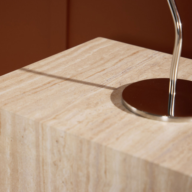 York - Table d'appoint effet travertin 35x25cm