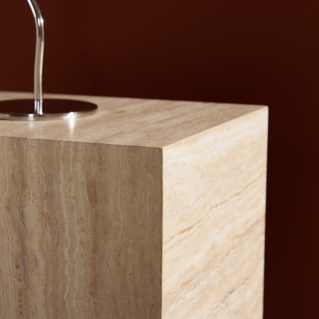 York - Table d'appoint effet travertin 35x25cm