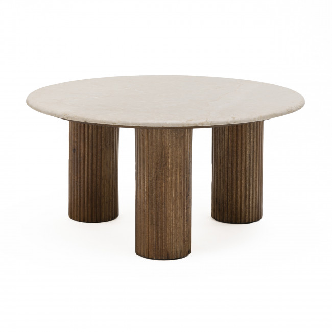 Sula - Table basse en marbre et bois massif ø80cm