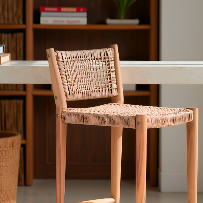 Nuri - Lot de 2 tabourets de bar intérieur/extérieur en bois H76cm