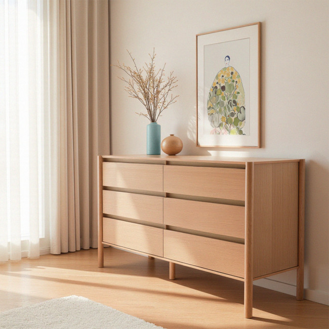 Verade - Commode 6 tiroirs en bois L120cm