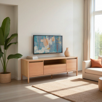 Verade - Meuble TV 2 portes 1 tiroir en bois L180cm