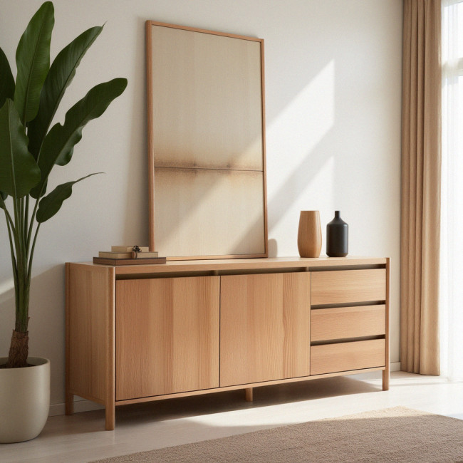 Verade - Buffet 2 portes 3 tiroirs en bois L160cm