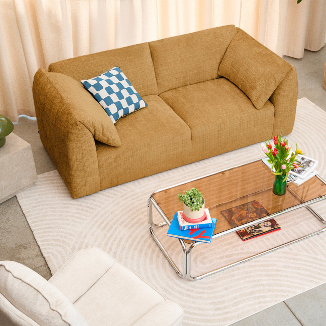 Logan - Canapé 3 places accoudoirs relevables avec tablette en tissu chenille