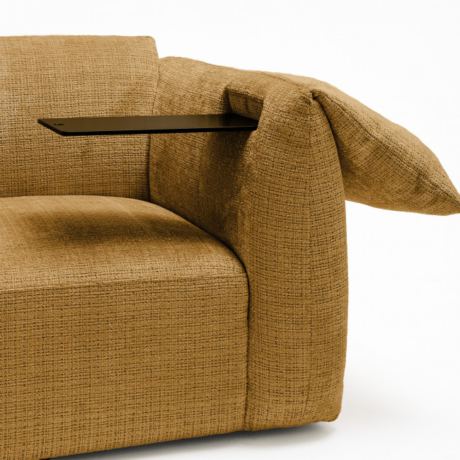 Logan - Canapé 3 places accoudoirs relevables avec tablette en tissu chenille