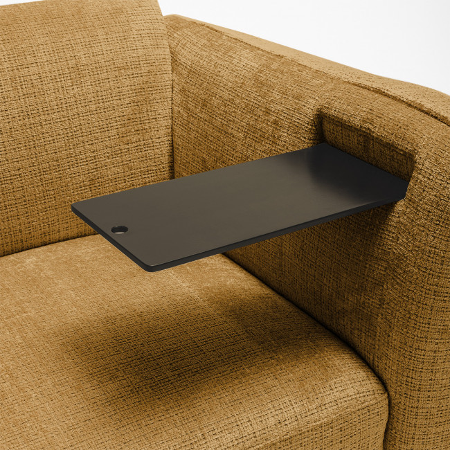 Logan - Canapé 3 places accoudoirs relevables avec tablette en tissu chenille