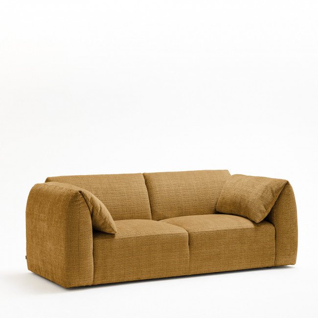 Logan - Canapé 3 places accoudoirs relevables avec tablette en tissu chenille