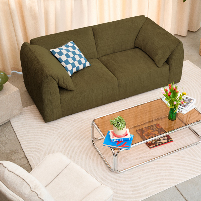 Logan - Canapé 3 places accoudoirs relevables avec tablette en tissu chenille