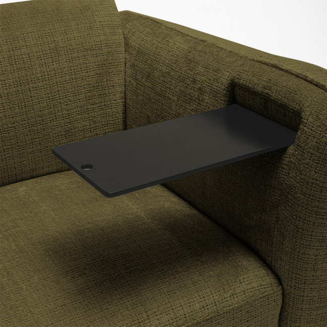 Logan - Canapé 3 places accoudoirs relevables avec tablette en tissu chenille