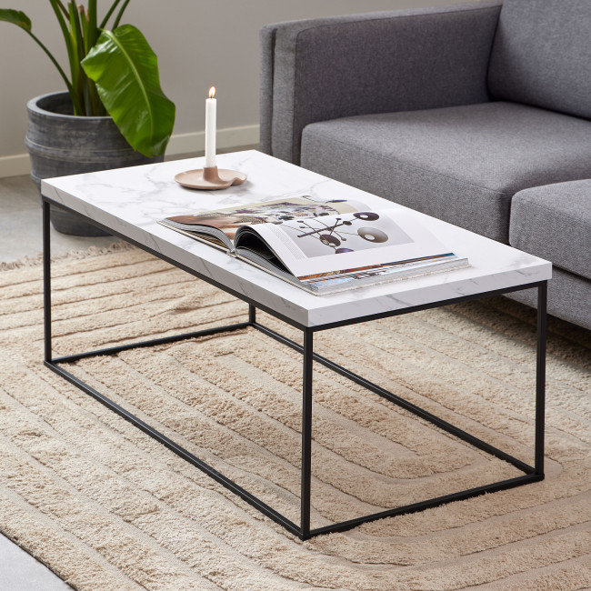 Mixo - Table basse en effet marbre et métal 110x55cm