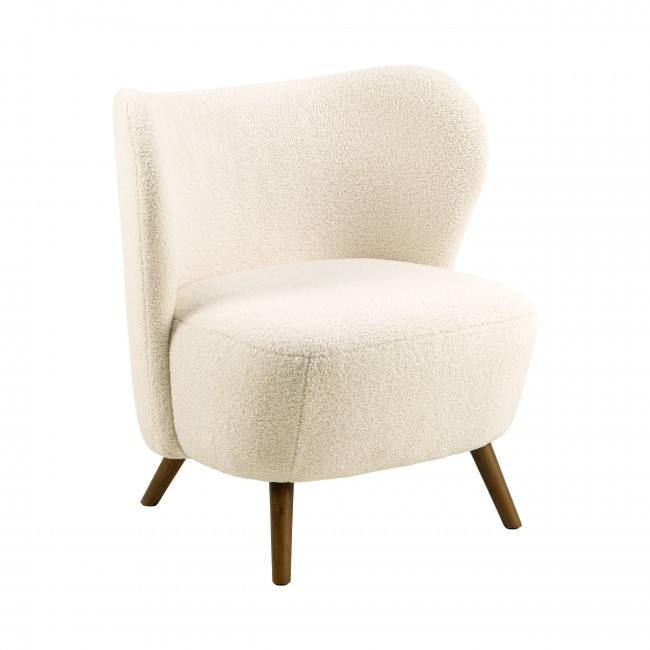 Karl - Fauteuil en tissu bouclette et bois