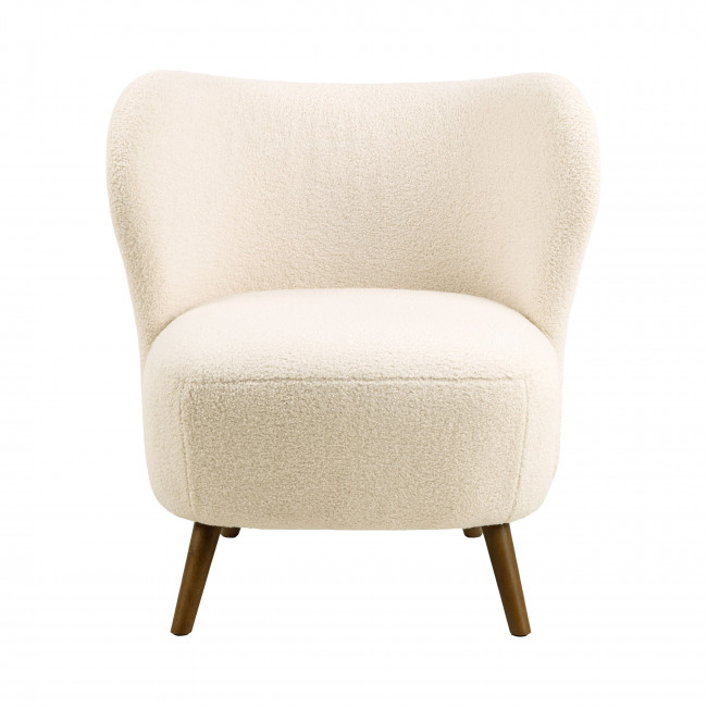 Karl - Fauteuil en tissu bouclette et bois