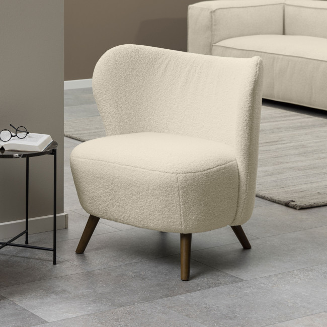Karl - Fauteuil en tissu bouclette et bois