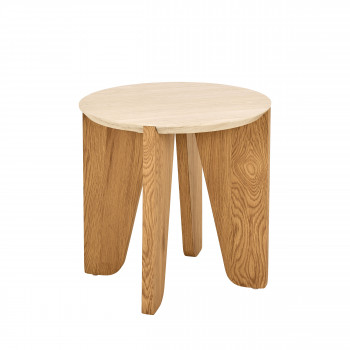 Vivo - Table d'appoint ronde en effet travertin ø50cm