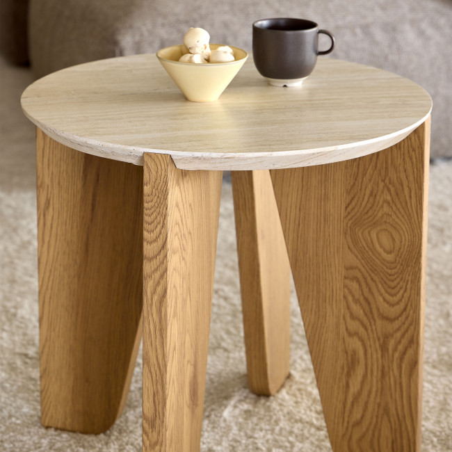 Vivo - Table d'appoint ronde en effet travertin ø50cm