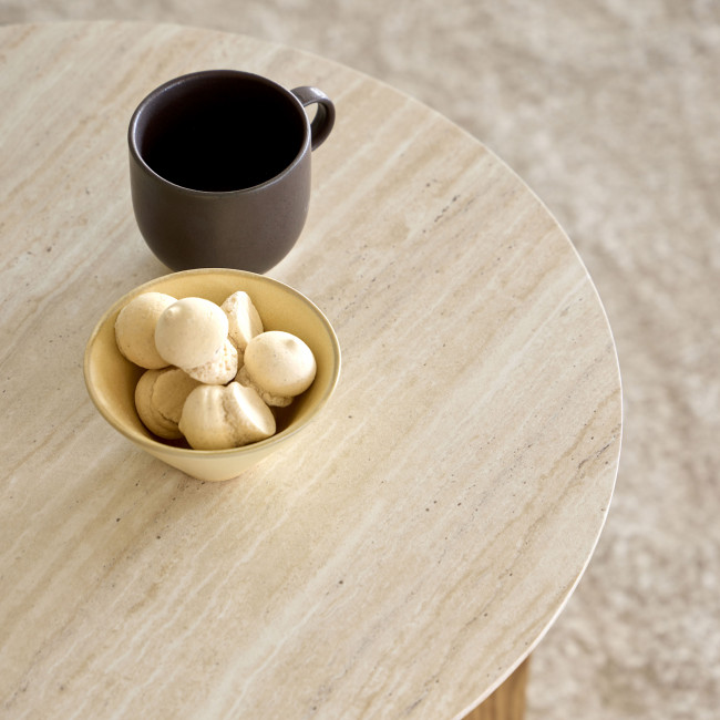 Vivo - Table d'appoint ronde en effet travertin ø50cm