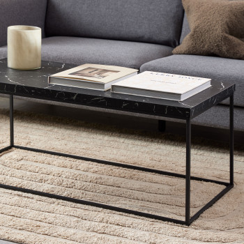 Mixo - Table basse en effet marbre et métal 110x55cm