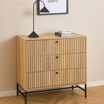 Storo - Commode 3 tiroirs en bois L80,6cm 