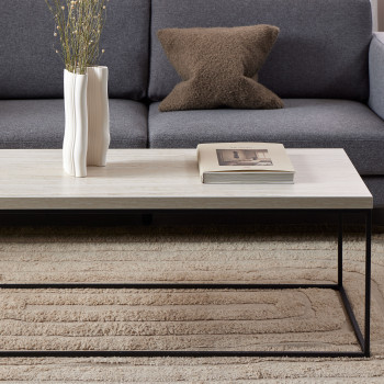 Mixo - Table basse en effet travertin et métal 110x50cm