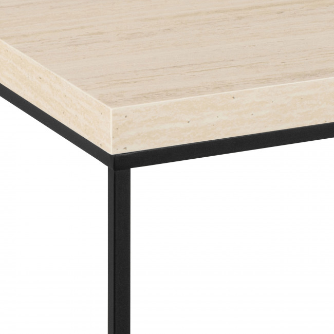 Mixo - Table basse en effet travertin et métal 110x50cm