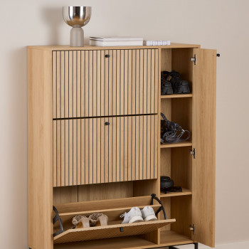 Storo - Meuble à chaussures 4 portes en bois et métal L98,7cm