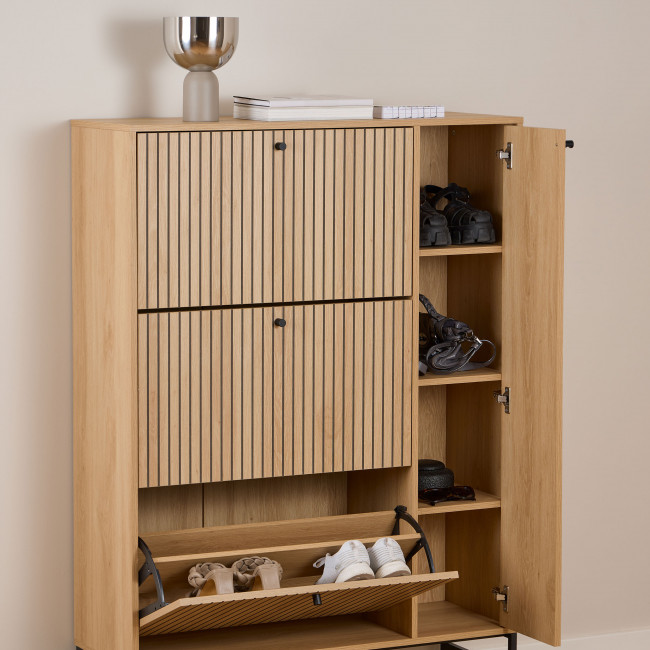 Storo - Meuble à chaussures 4 portes en bois et métal L98,7cm