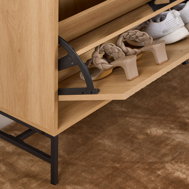 Storo - Meuble à chaussures 4 portes en bois et métal L98,7cm