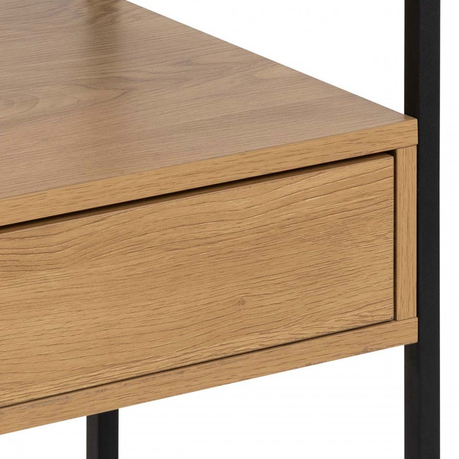 Luma - Table de chevet 1 tiroir en verre, bois et métal