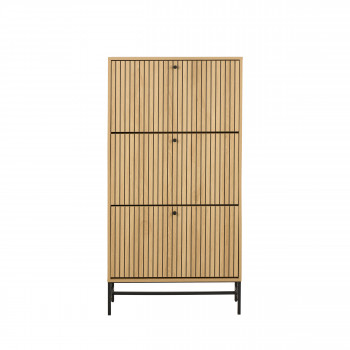 Storo - Meuble à chaussures 3 portes en bois et métal L71,6cm