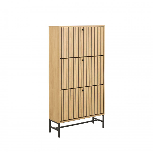 Storo - Meuble à chaussures 3 portes en bois et métal L71,6cm