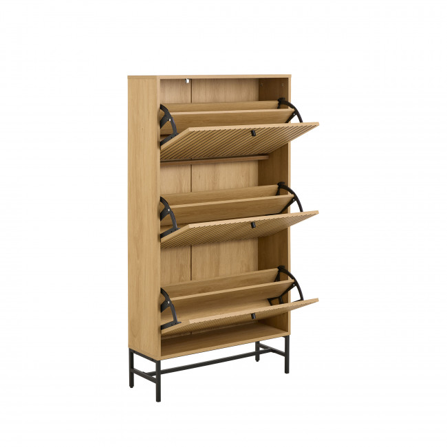 Storo - Meuble à chaussures 3 portes en bois et métal L71,6cm
