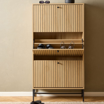 Storo - Meuble à chaussures 3 portes en bois et métal L71,6cm