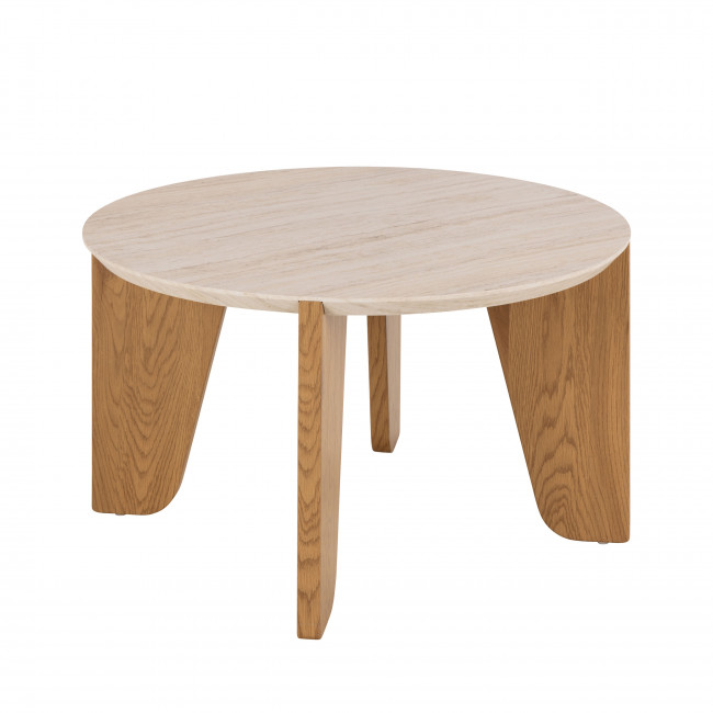 Vivo - Table basse ronde en effet travertin ø80cm