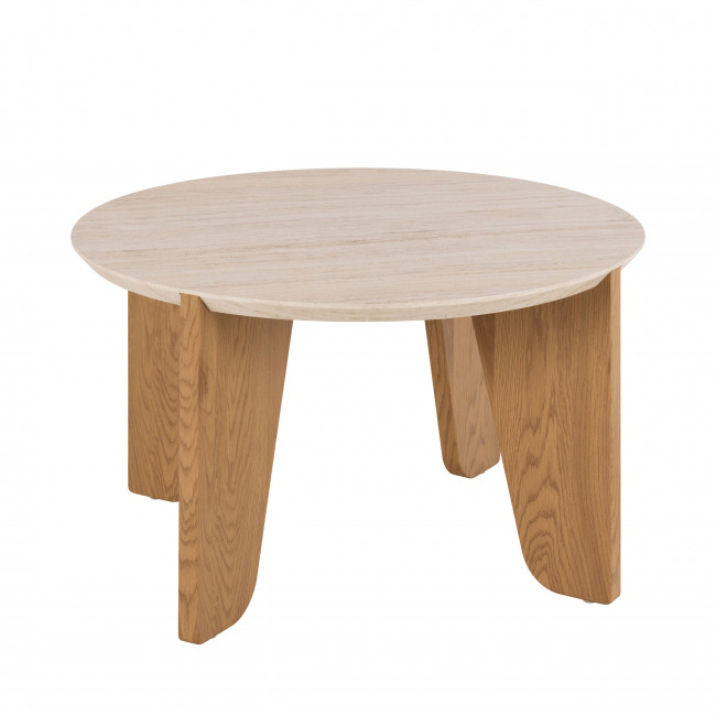 Vivo - Table basse ronde en effet travertin ø80cm