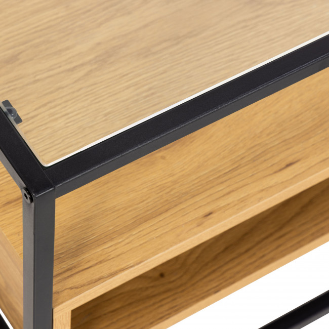 Luma - Meuble TV en verre, bois et métal L120cm