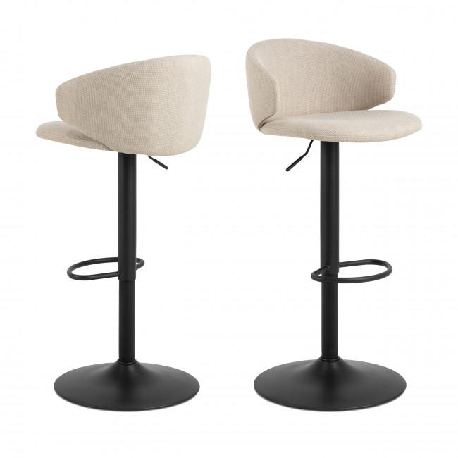 Kora - Lot de 2 tabourets de bar en tissu et métal H61cm