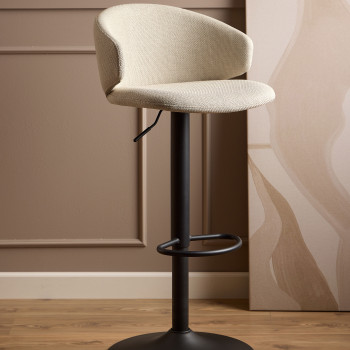 Kora - Lot de 2 tabourets de bar en tissu et métal H61cm