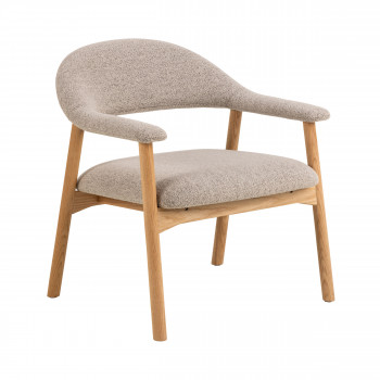 Anabate - Fauteuil lounge en tissu bouclette et bois