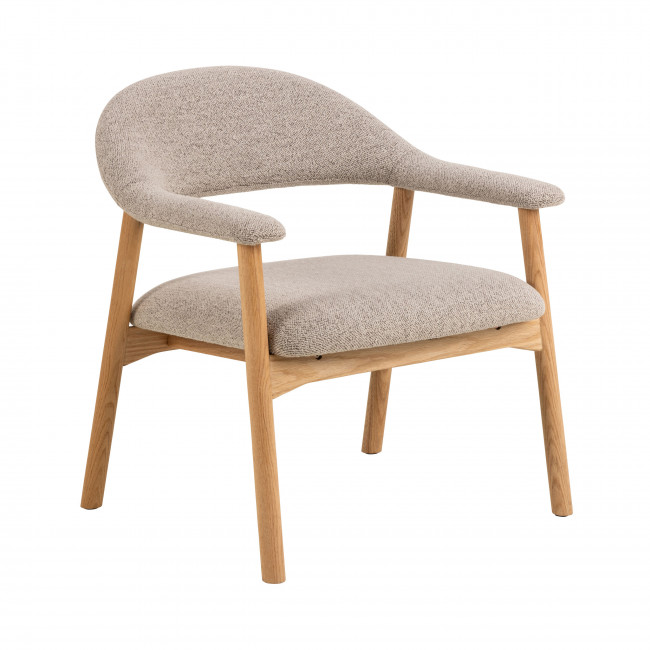 Anabate - Fauteuil lounge en tissu bouclette et bois