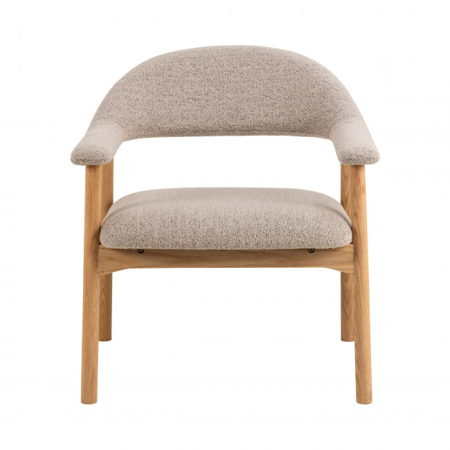 Anabate - Fauteuil lounge en tissu bouclette et bois